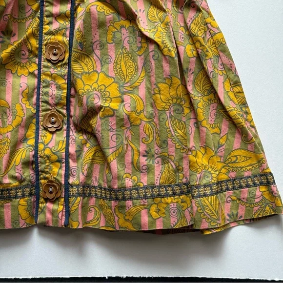 Matilda Jane Paisley Stripe Funky Pattern Pink, Yellow, & Olive Green Dress - Picture 5 of 9